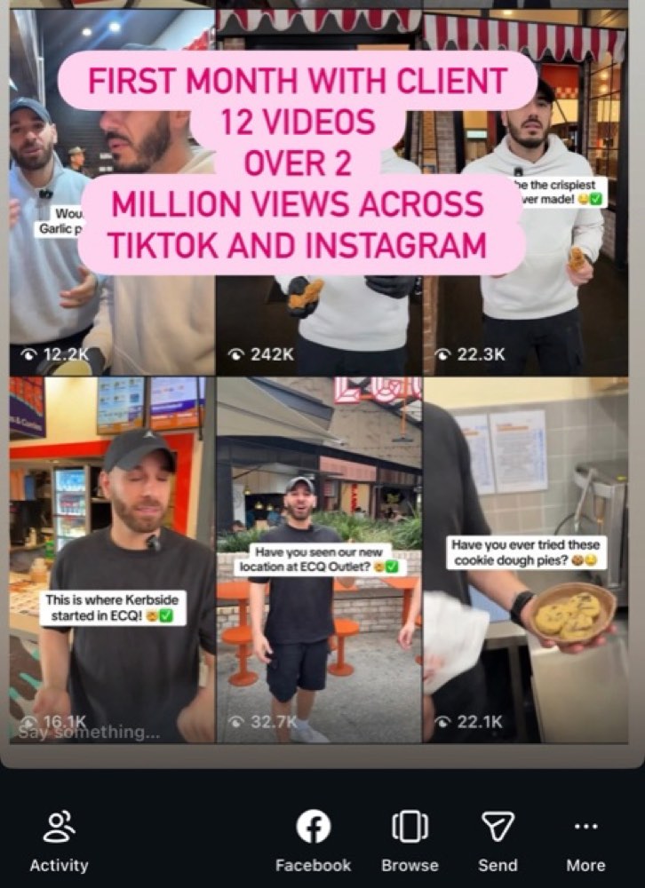 Screenshot stating 12 videos and over 2 million views in the first month